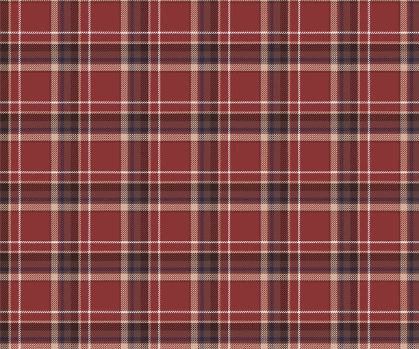 优雅的棕色、奶油色、白色和蓝色格子布料图案，适用于纺织品、服装设计、裙子、裤子或装饰性面料。矢量插图。图片下载