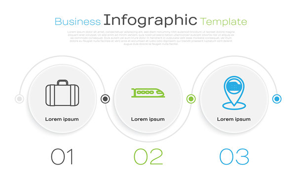旅行箱，火车和地图指针与罗马竞技场在意大利。商业信息图表模板矢量素材图片下载