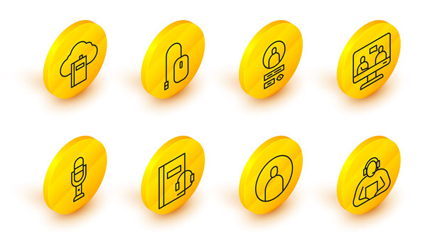 设置线条 学生，创建账户界面，听书，麦克风，在线教育，计算机鼠标和云或在线图书馆图标。矢量图图片下载