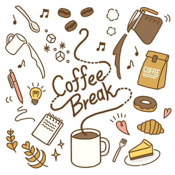 咖啡休息图标矢量集图片下载