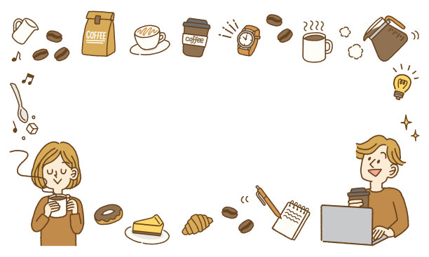 手绘咖啡休息图标背景图片图片下载