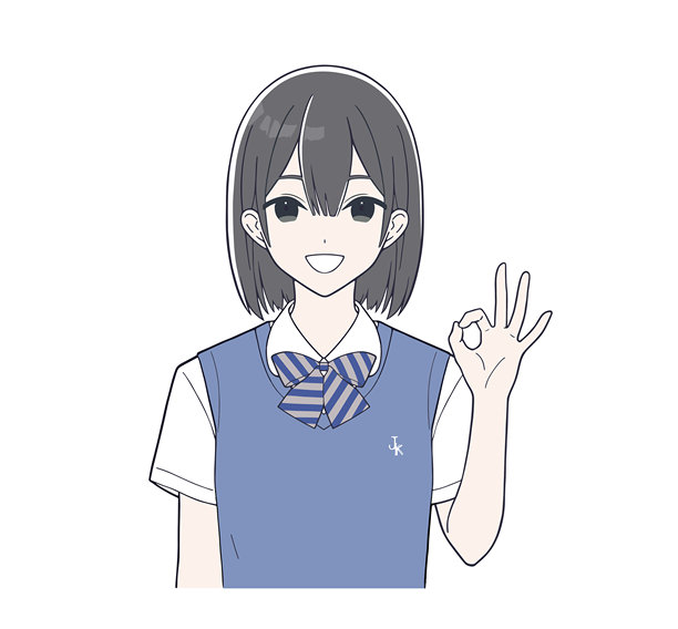 微笑着说“好的”的高中女孩。图片下载