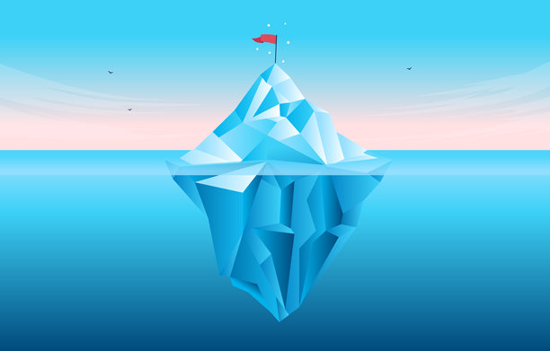 冰山尖与旗帜的概念图片下载