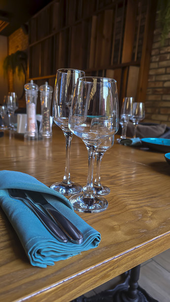 城市餐厅内部自助餐准备场景，含餐具和食物图片下载