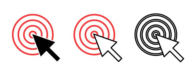 三种不同颜色的目标符号艺术表现，展示专注和精准图片下载