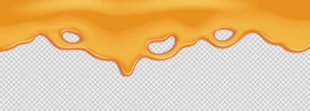 流动的甜美焦糖、蜂蜜、枫糖浆或酱汁。透明背景上的液态波浪油。图片下载