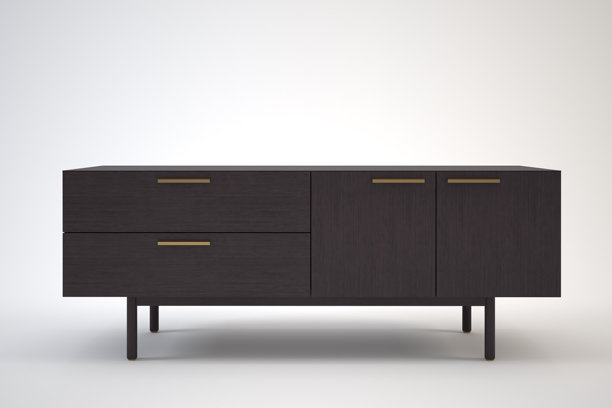 带有多个抽屉的木质橱柜。3D渲染图像。非常适合室内设计、家具商店和家居装饰概念。图片下载