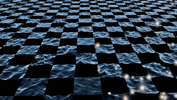 超现实 CGI 海浪棋盘格图案图片下载