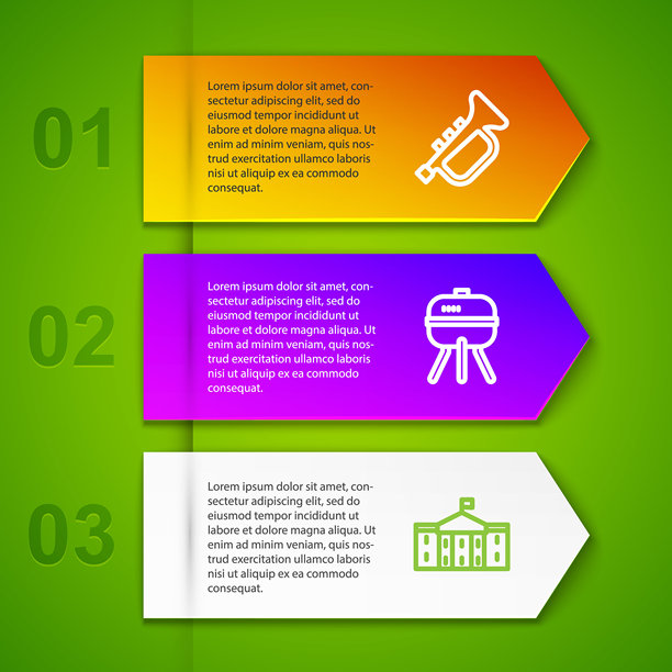 喇叭、烧烤架和美国国会大厦商务信息图表模板矢量素材图片下载