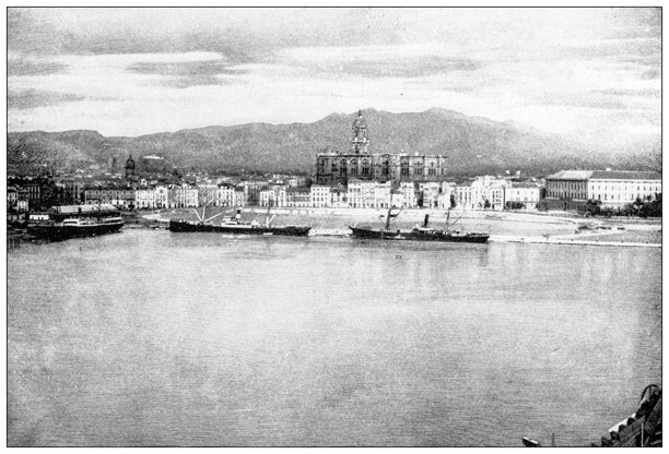 古董图片：美西战争时期的西班牙南部，马拉加图片下载