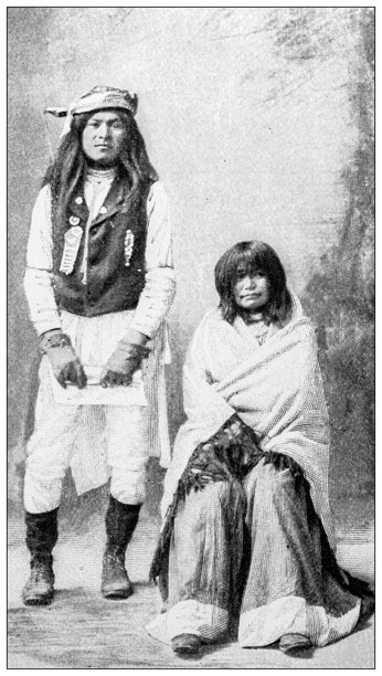 古代图片：北美原住民、亨利·威尔逊及其妻子，莫哈维人（阿帕奇族）图片下载