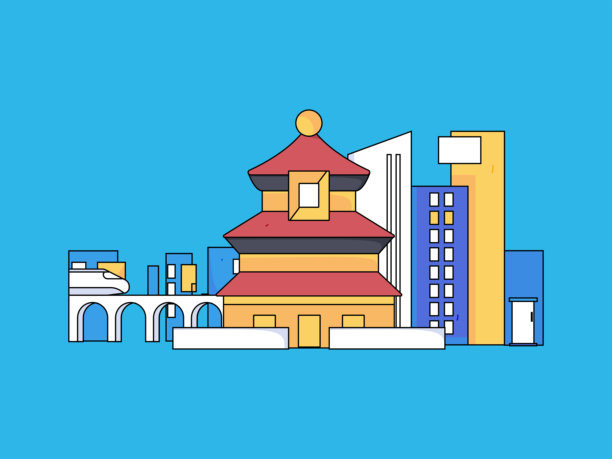 房屋建筑矢量概念操作手绘插图图片下载