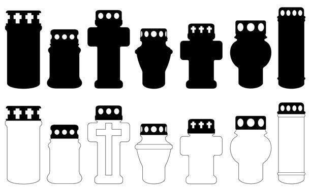 不同款式的纪念墓灯蜡烛套装图片下载