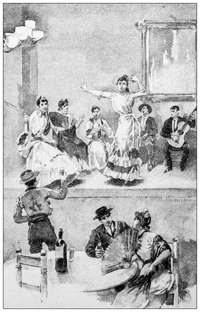 古董照片：西班牙-美国战争期间的西班牙南部，加的斯咖啡馆图片下载