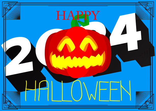 万圣节海报。2024年十月假日活动的横幅模板。设计有杰克南瓜灯。社交媒体邀请帖子。图片下载