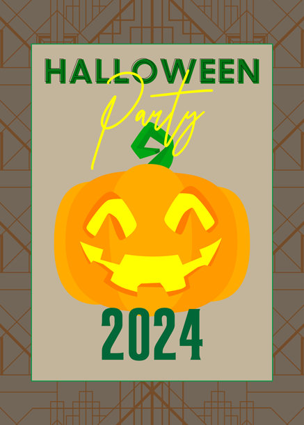 万圣节海报。2024年十月假日活动的横幅模板。设计有杰克南瓜灯。社交媒体邀请帖子。图片下载