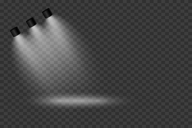 白色聚光灯，舞台灯光。矢量插图图片下载