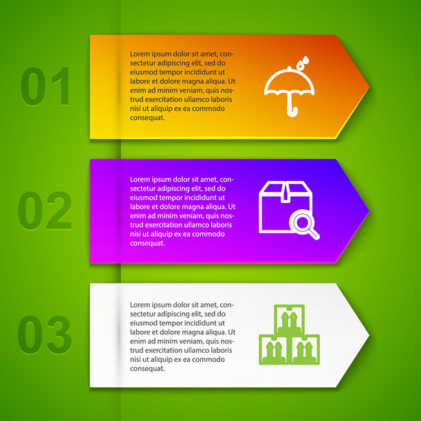 伞和雨滴的线条，搜索包裹，装有交通和易碎物品的纸箱。商业信息图模板。矢量图。图片下载