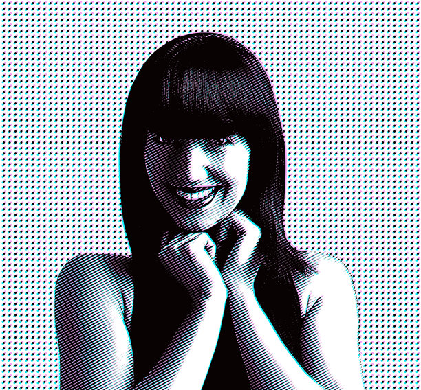 成功影响者的极简主义矢量肖像，采用故障技术图片下载