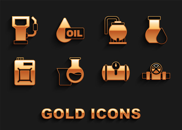 汽油试管、金属管道阀门和油箱矢量素材图片下载