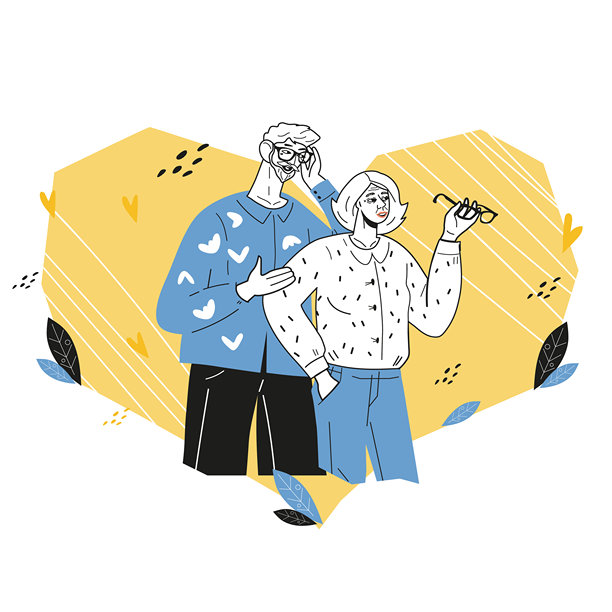 用于护理、健康保险和退休储蓄的老年夫妇角色图片下载