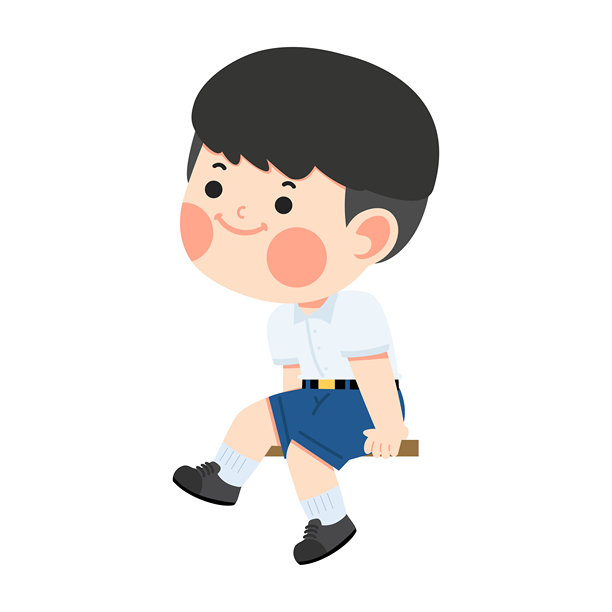 可爱的男学生坐在书桌旁图片下载