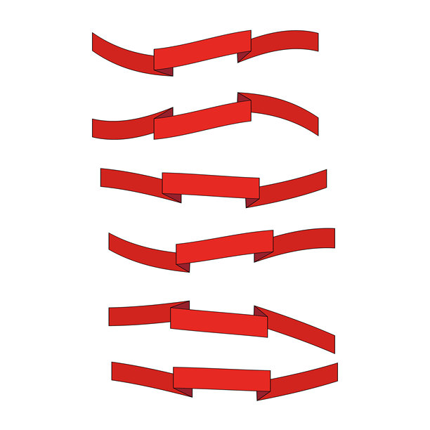 一组红色平带，孤立在白色背景上。丝带横幅矢量插图。水彩蕾丝。图片下载