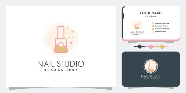 美容与护理的独特概念指甲logo设计矢量图图片下载