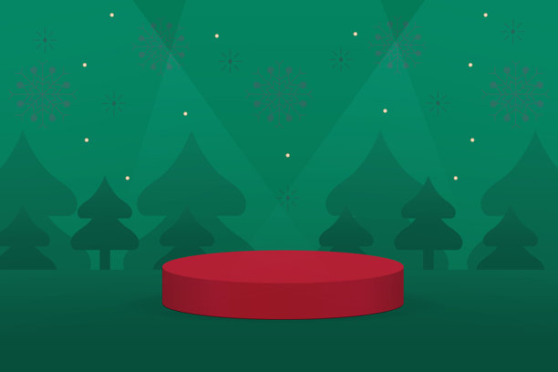 圣诞背景产品，简约的展示台场景，带有几何平台。图片下载