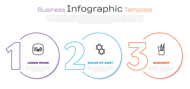 化学公式H2O，分子和实验室玻璃器皿。商业信息图模板。矢量图。图片下载