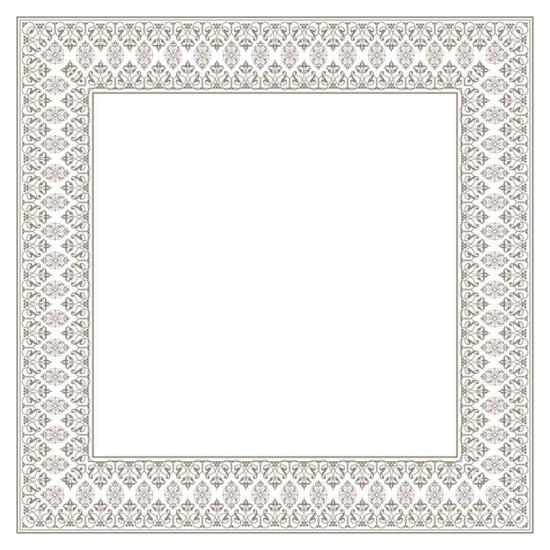 维多利亚风格的金色复古图案，呈方形框架。传统的装饰性图案框架，适用于方形表面、家居用品、纺织品、刺绣、婚礼请柬和贺卡。图片下载