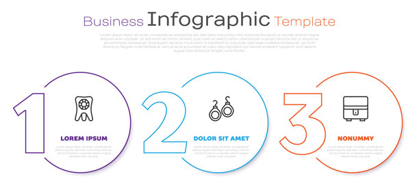 带有钻石的牙线、耳环和首饰盒。商业信息图模板。矢量图。图片下载