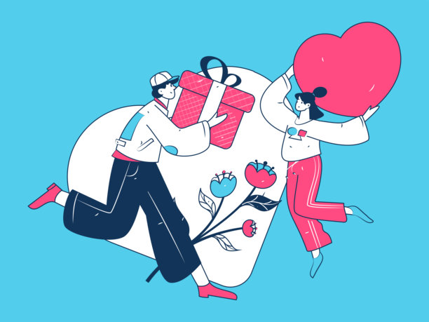 快乐的情人节扁平角色矢量概念商业手绘插图图片下载