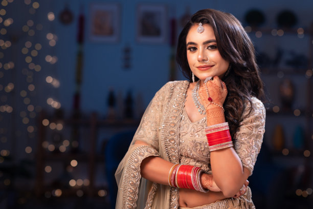 美丽的印度年轻印度教新娘照片图片下载