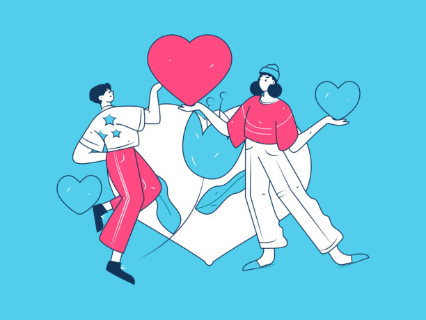 快乐的情人节扁平角色矢量概念商业手绘插图图片下载