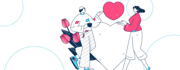 快乐的情人节扁平角色矢量概念商业手绘插图图片下载