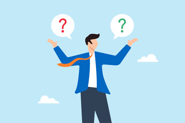 平面插图展示商人听取第二意见，根据建议和推理做出决策图片下载