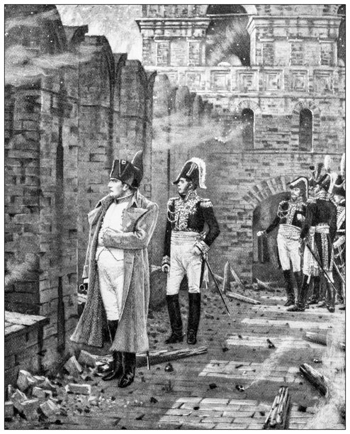 画家笔下拿破仑在莫斯科克里姆林宫的老照片图片下载