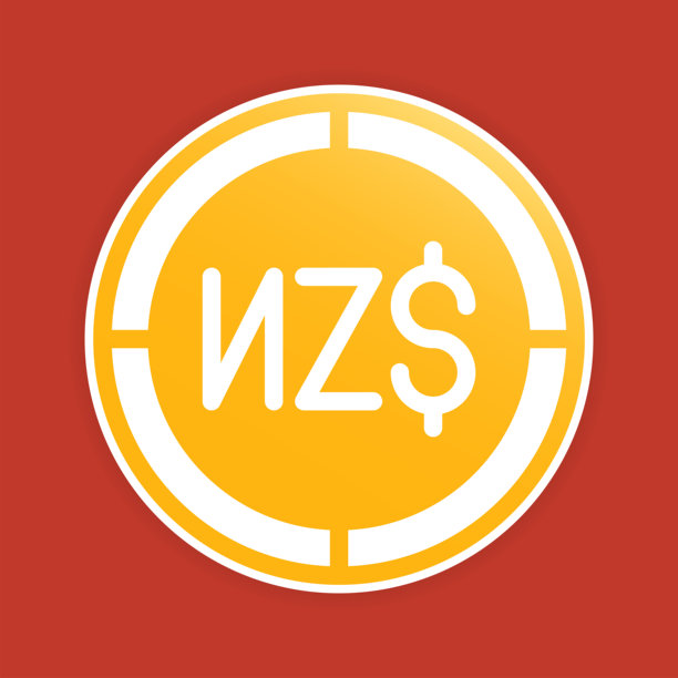 美元硬币图标。新西兰货币符号，现代风格渐变填充货币图标。图片下载