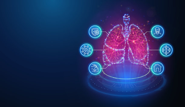 霓虹粒子人体肺部抽象插画图片下载