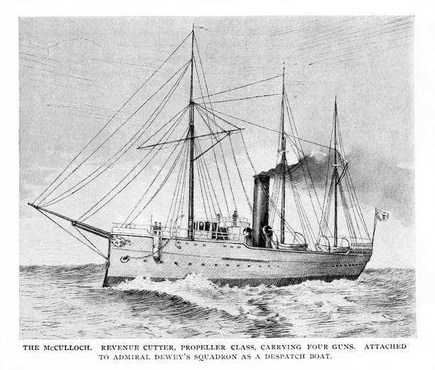 麦卡洛克号在菲律宾马尼拉湾海战，美西战争，19世纪世界历史图片下载