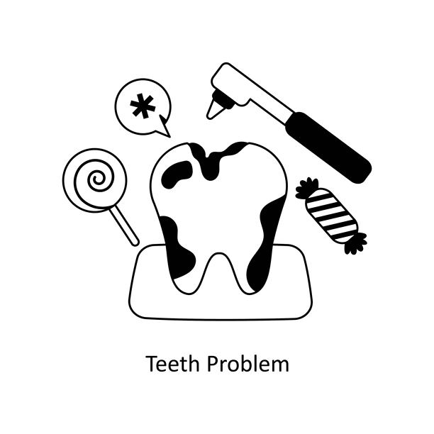 牙齿问题概念风格插图。EPS 10 文件图片下载