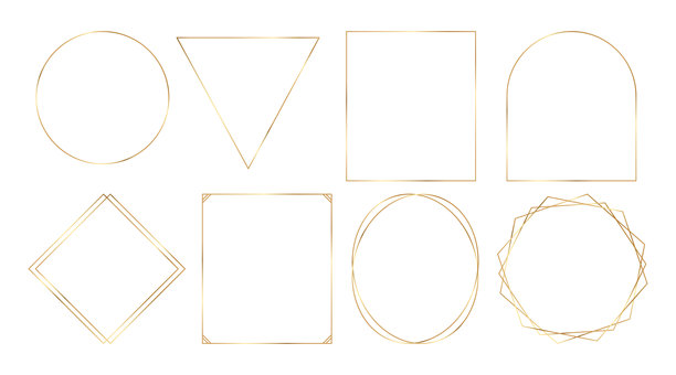 几何金框套件。金色边框，装饰卡片、证书、盛大开幕、派对邀请的设计元素。图片下载