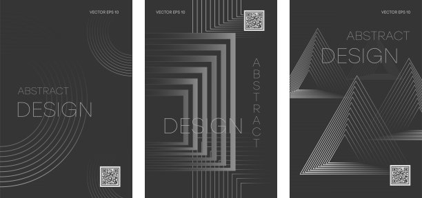 海报09 一组具有几何形状的未来主义抽象宣传册图片下载