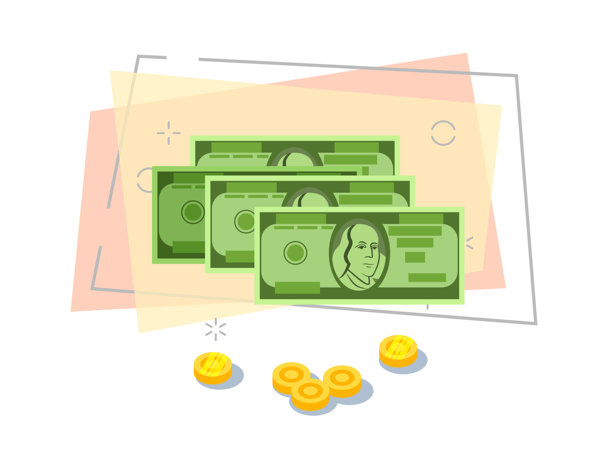 纸币和硬币矢量图图片下载