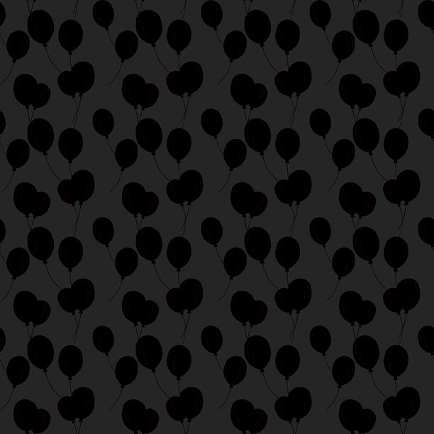 黑色气球在深色背景上形成的重复图案，营造出极简设计。图片下载