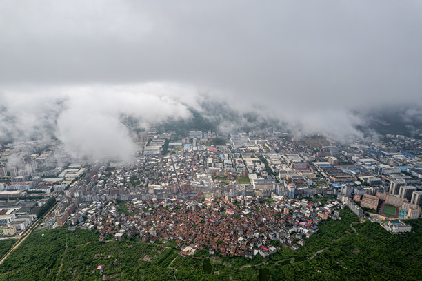 阴天城市建筑的全景图片下载