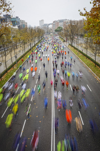 在马德里卡斯特利亚纳大道上进行的热门赛跑图片下载
