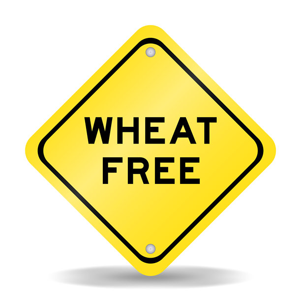 白色背景上的黄色交通标志，标有“无小麦”字样图片下载