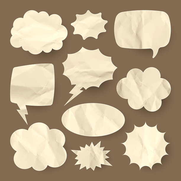 手绘复古卡通对话框矢量素材图片下载